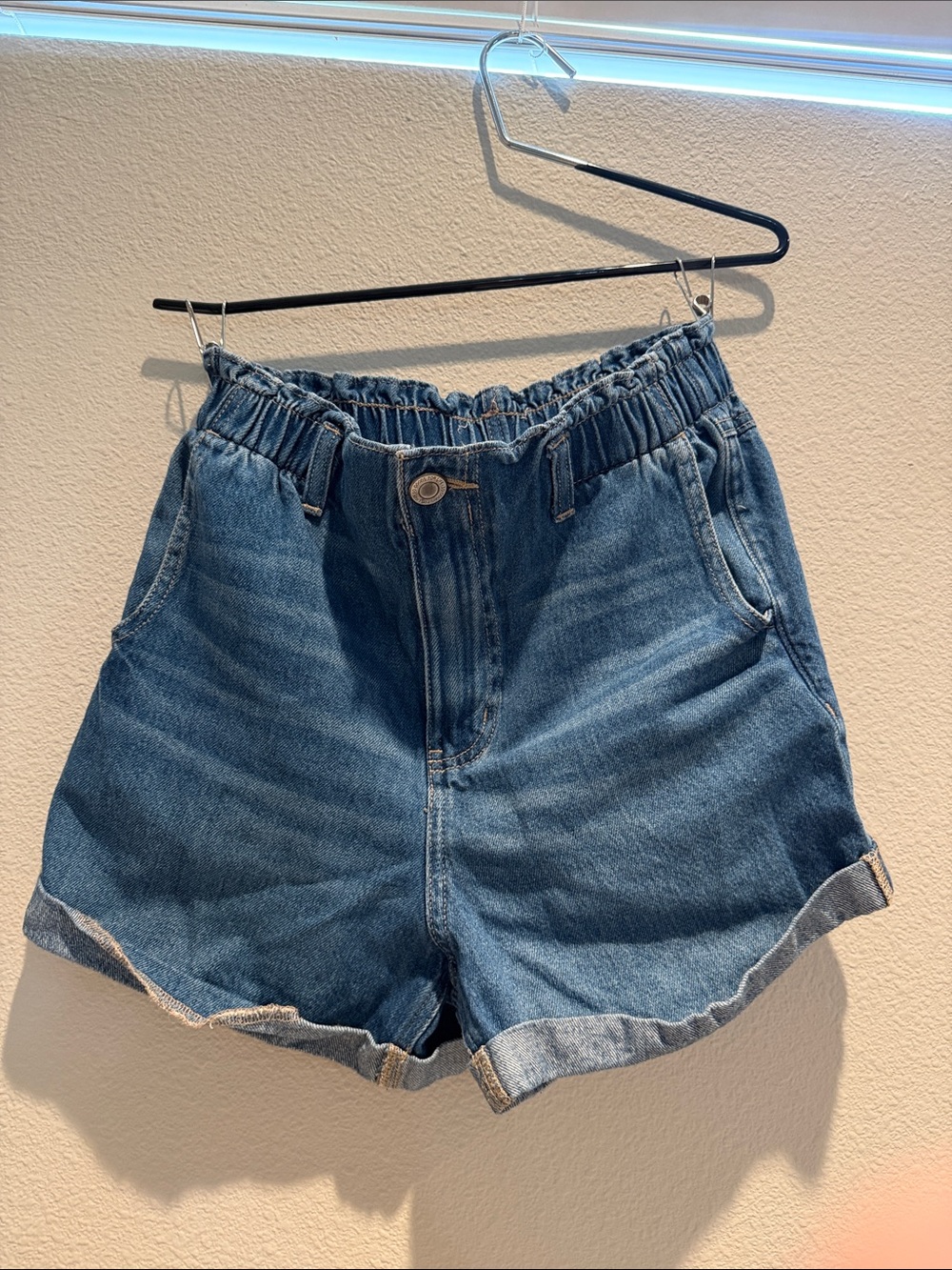 SO Denim Paperbag Waist Jean Shorts in Blue